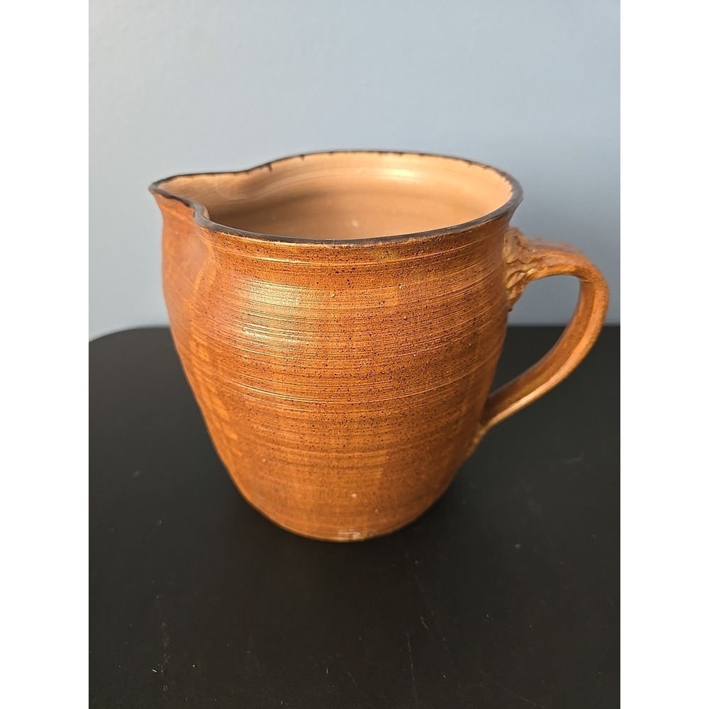 Vintage‎ Handmade Studio Pottery Pitcher Rustic Ceramic Jug Vase with Signature